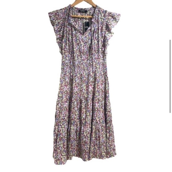 Ralph Lauren dress floral capped ruffled midi size 8 NEW - Picture 13 of 15